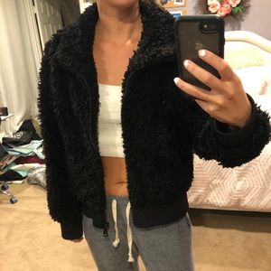 black teddy coat zara 